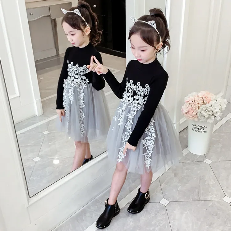 DRMKBB1808B01 2019 Autumn New Arrival Girls Dress Fashion Design Girl Lace Dress High Quality Vintage Girl Dress