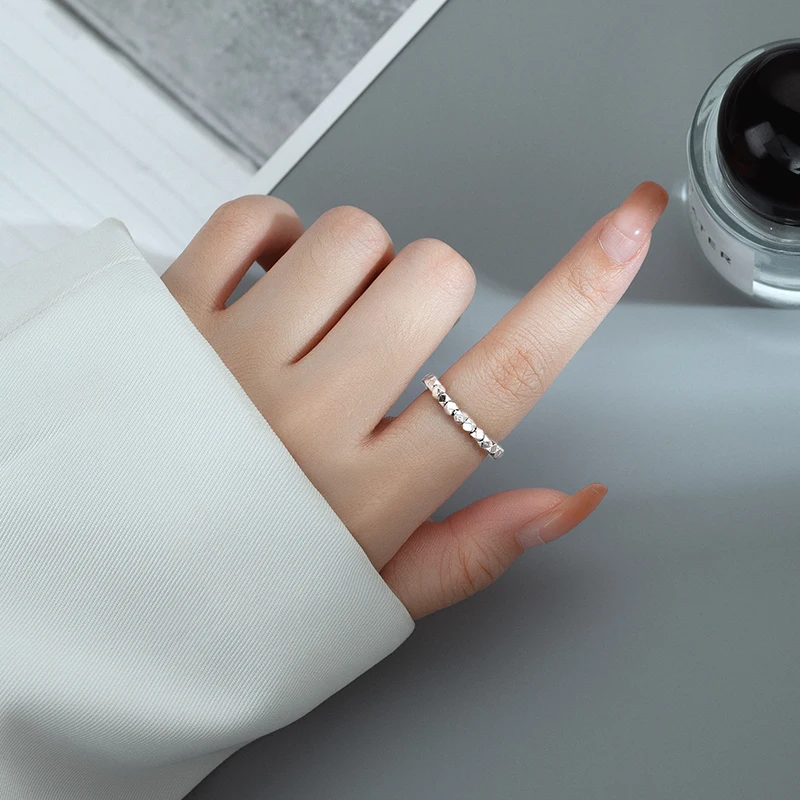Best Price Open Seed Silver Beads Sterling Geometric Ring For Girls