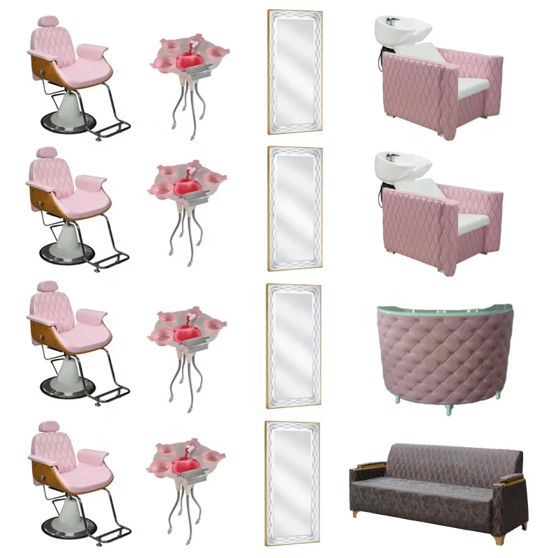Barber shop equipment package hair styling mirror station shampoo chair hydraulic pump chair beauty salon package QZ-B715A