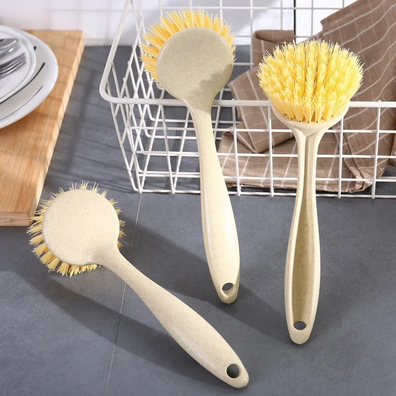 Wheat Straw Long Handle Dish Pot Brush Household Kitchen Cleaning Sink Stove Dishwashing Brush