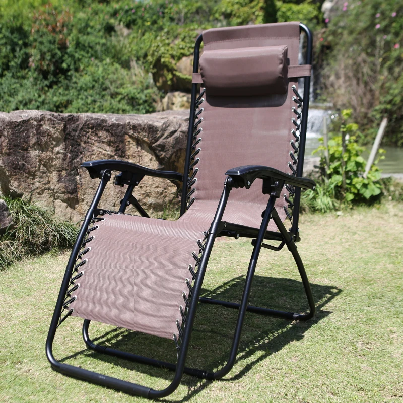 In Stock Solid Brown Teslin Fabric Modern Outdoor Beach Lounge Chair  Zero Gravity Chair For Garden Patio Hotel Office