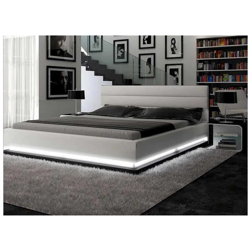 
High quality factory price royal large king size Genuine leather soft bed bedroom furniture tatami soft bed k024 