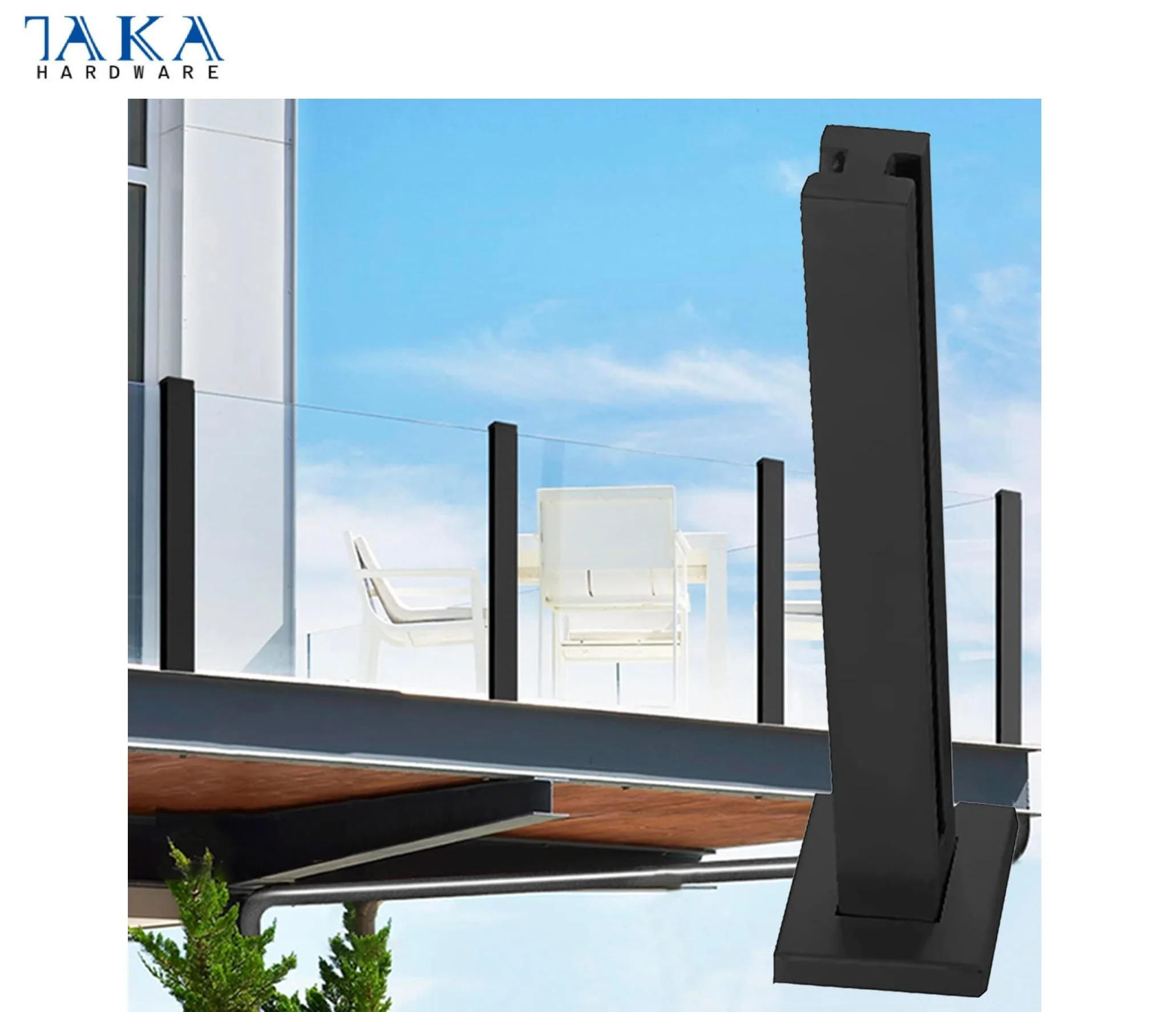 Balcony Railing Glass Fence Side Mounted Slotted Tube Post Outdoor Railing Stainless Steel Glass Railing Handrail Balustrade