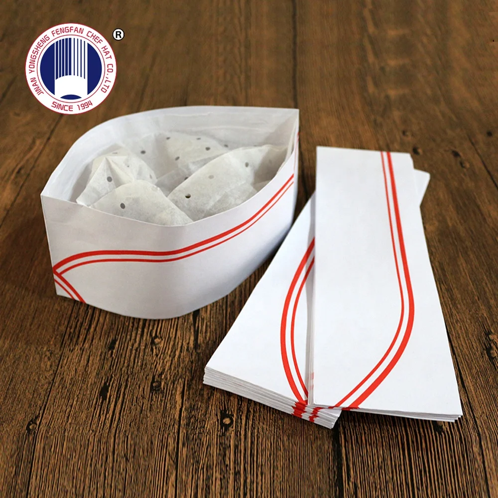 Paper cap red strip paper forage cap disposable kitchen chef hat