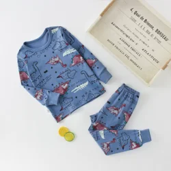 Cotton kids pajamas manufacturer winter kids 100 cotton pyjama set print with animal designs