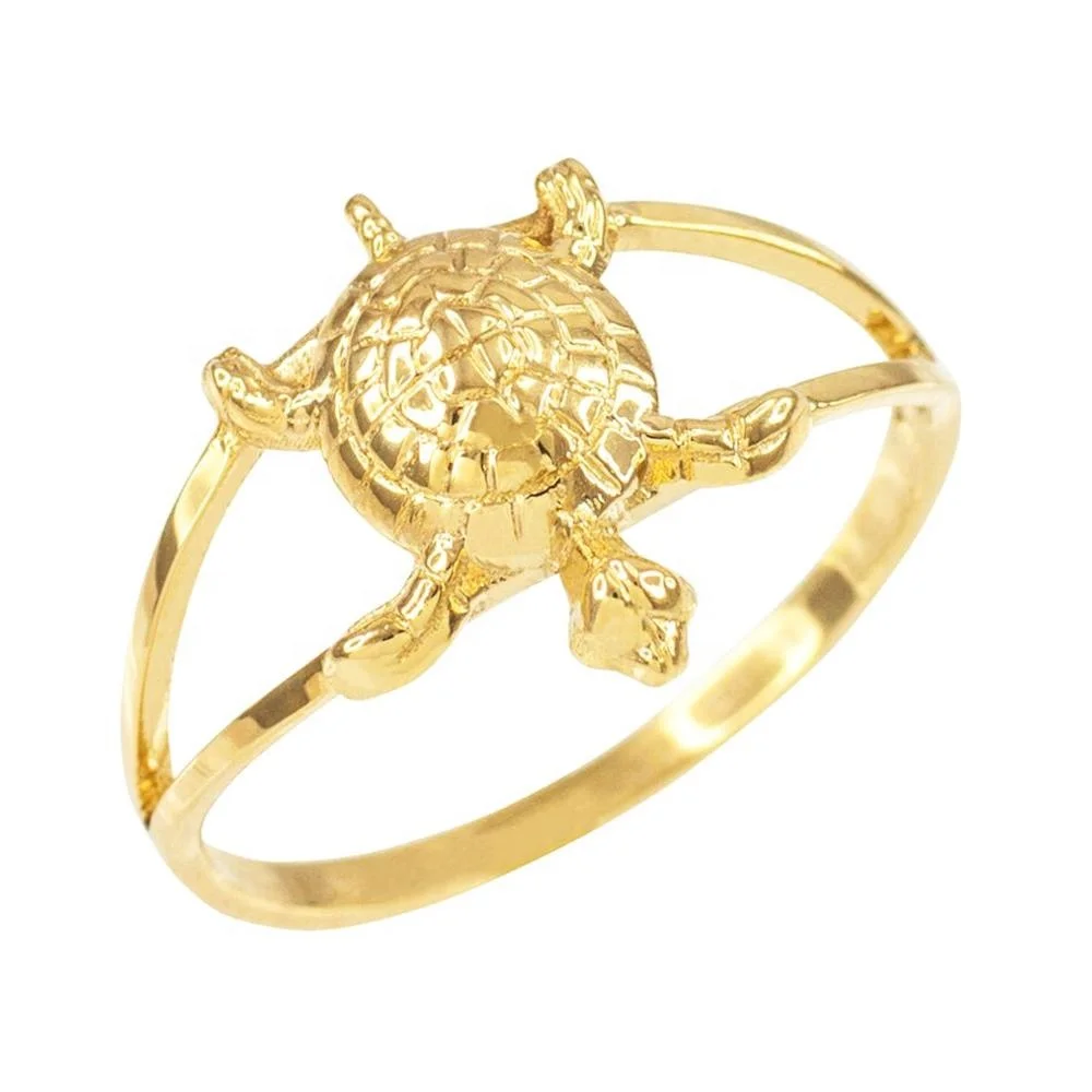 Split Shank 925 Sterling Silver Sea Turtle Gold Plated Ring Hawaii Style Ring Turtle Silver Ring