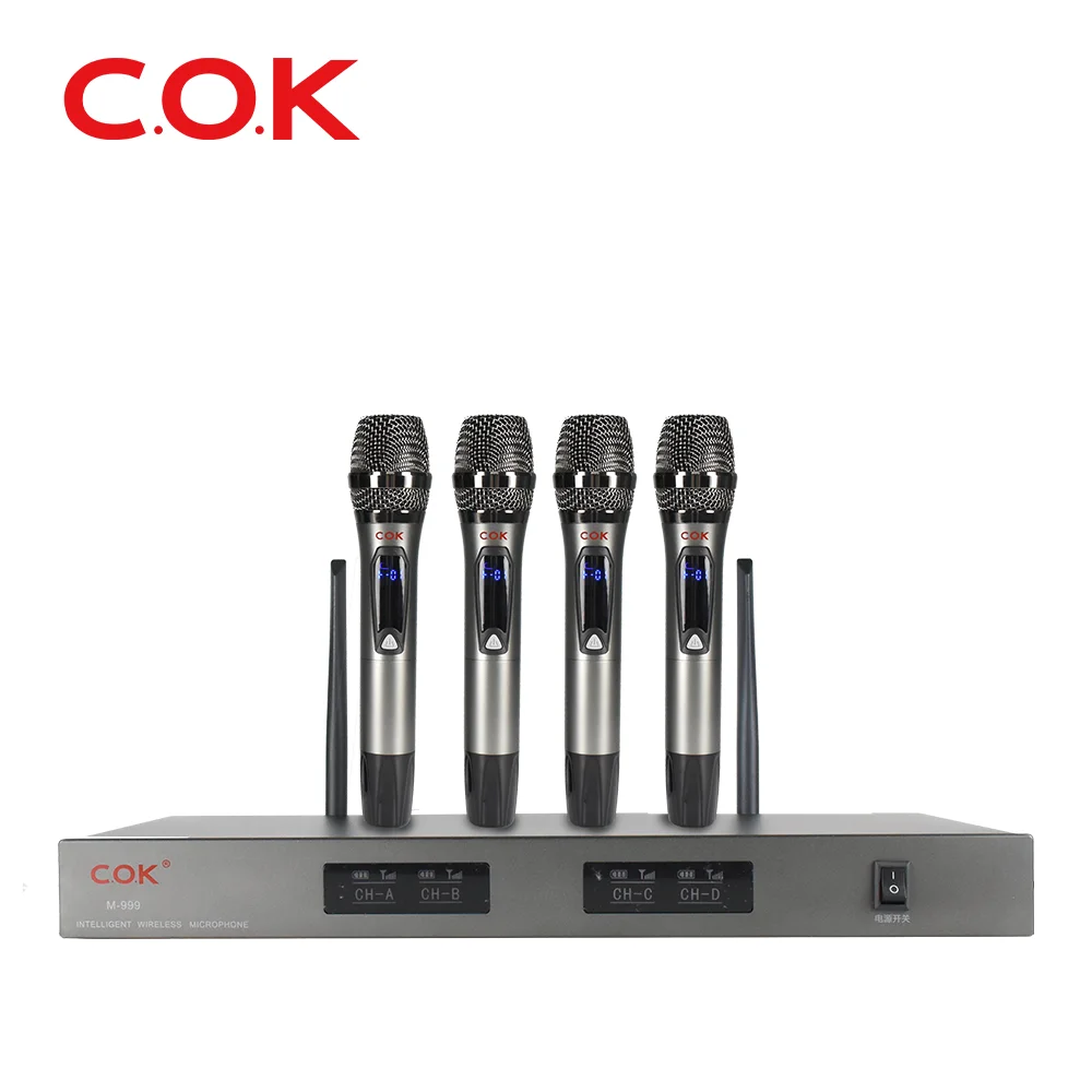 Professional high quality sound 1 with 4 wireless microphone  conference system  Dynamic Microphone for Karaoke