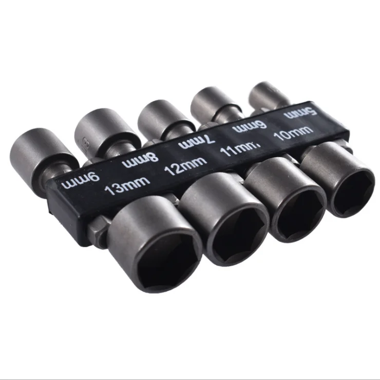 1/4in Hex Shank Socket 9PCS  Tool Set Hexagonal Handle Pneumatic Metric Wrench Electric Wind Batch Hexagon Socket Head