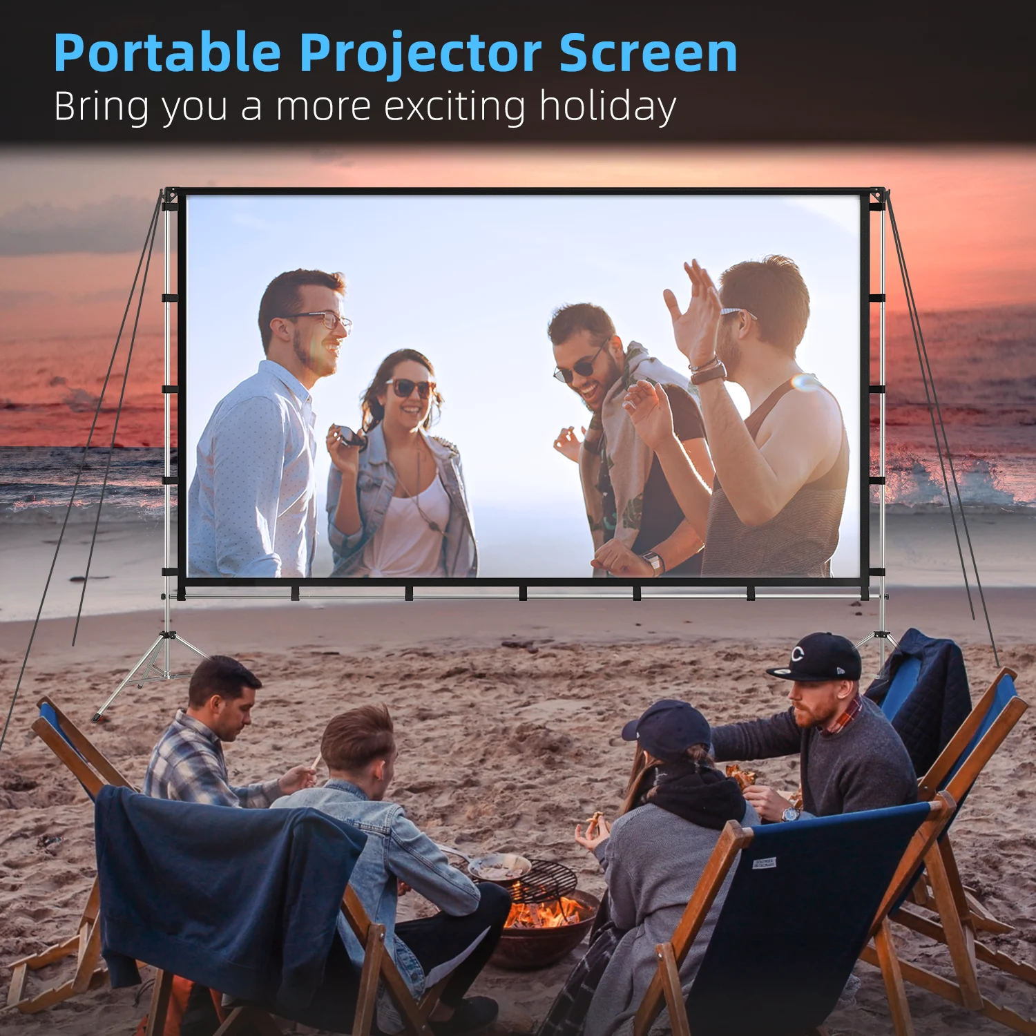 OEM fabric 120inch screen projector portable floor pull up projection screen
