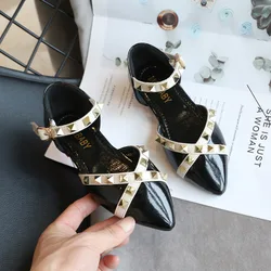 2020 New Girls Sandals Kids Leather Shoes Children Rivet Roman Princess Party Shoes Hot Girls Princess Dance Shoes