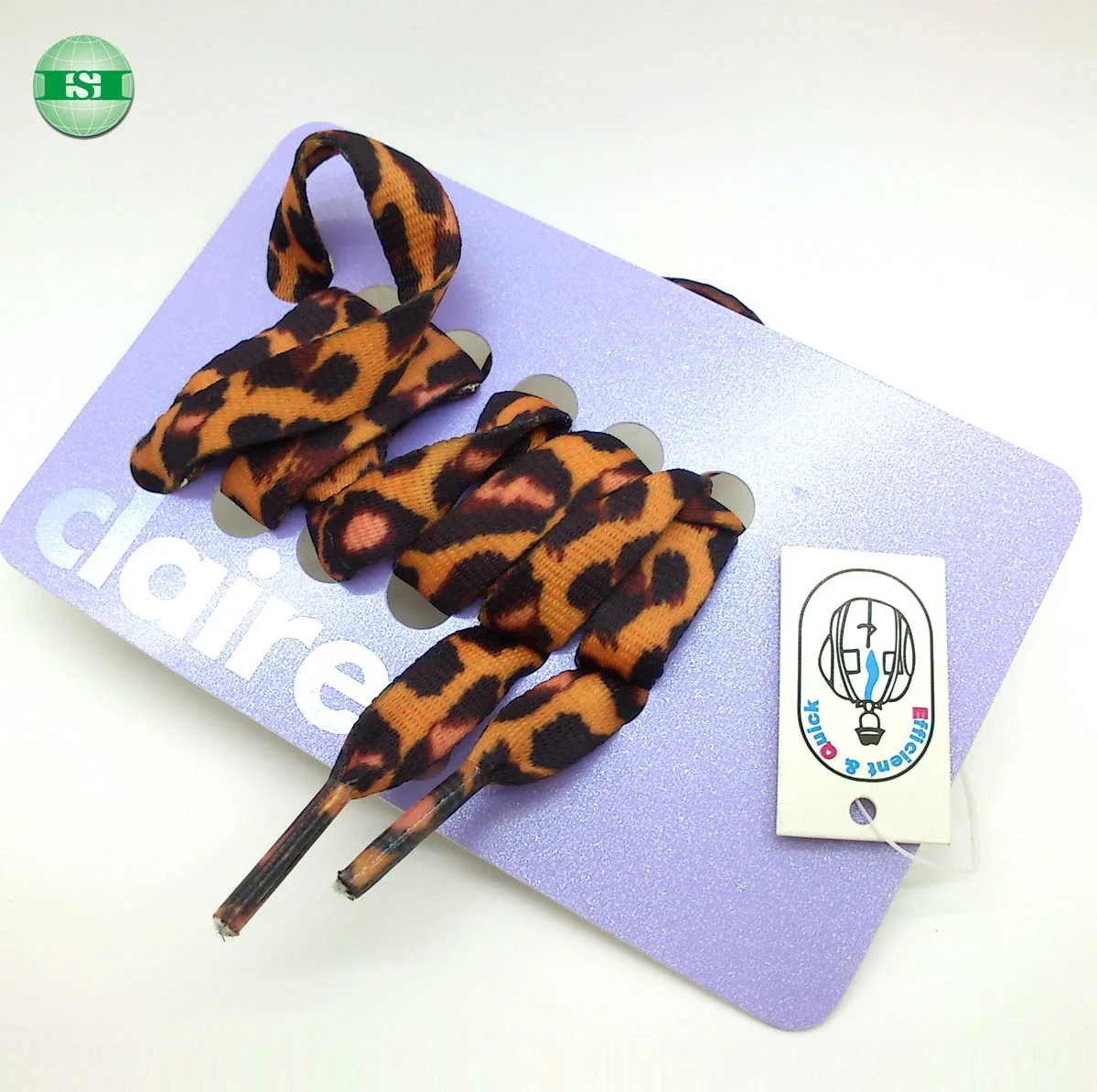Personalized leopard print shoelace sublimation all over printing polyester shoelaces