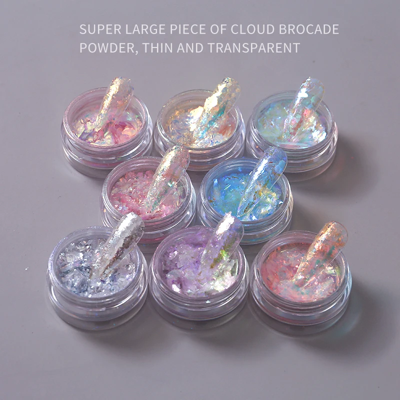 Ice Crystal Opal Sequins Nails Flakes Aurora Chameleon Pigment Chrome Glitter Powder