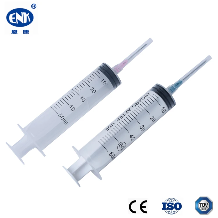Sterilized 3 Parts Plastic Medical Disposable 60cc Luer Lock Syringe