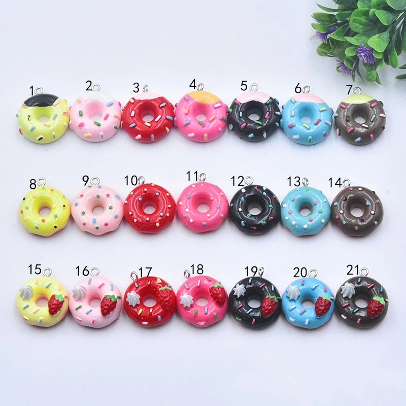 Resin Donut Charms Beads Donuts Flat Back Charm