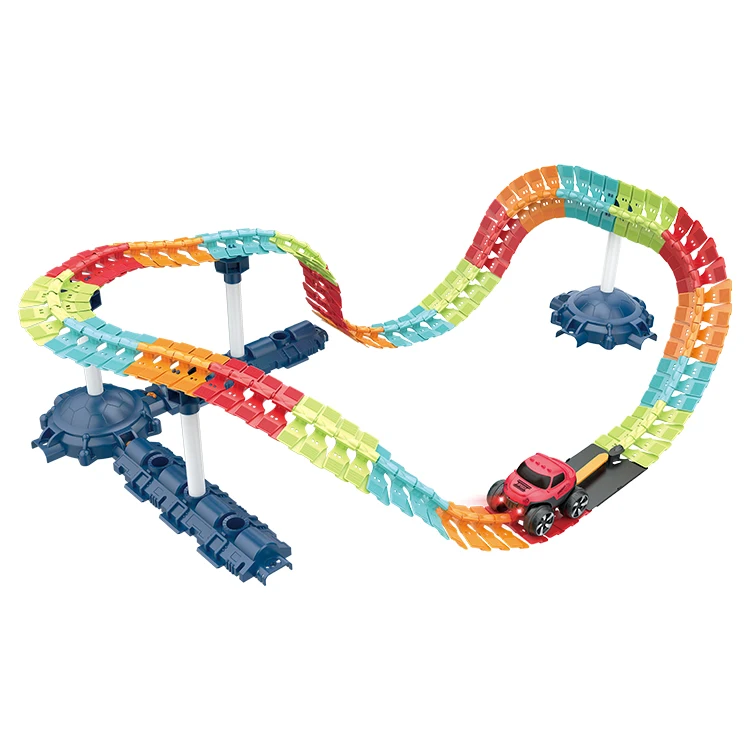 Tempo Toys Amazon Hot Selling Race Glow Toy Car Track With Lights Kids Changeable DIY Racing Rail Track Toy
