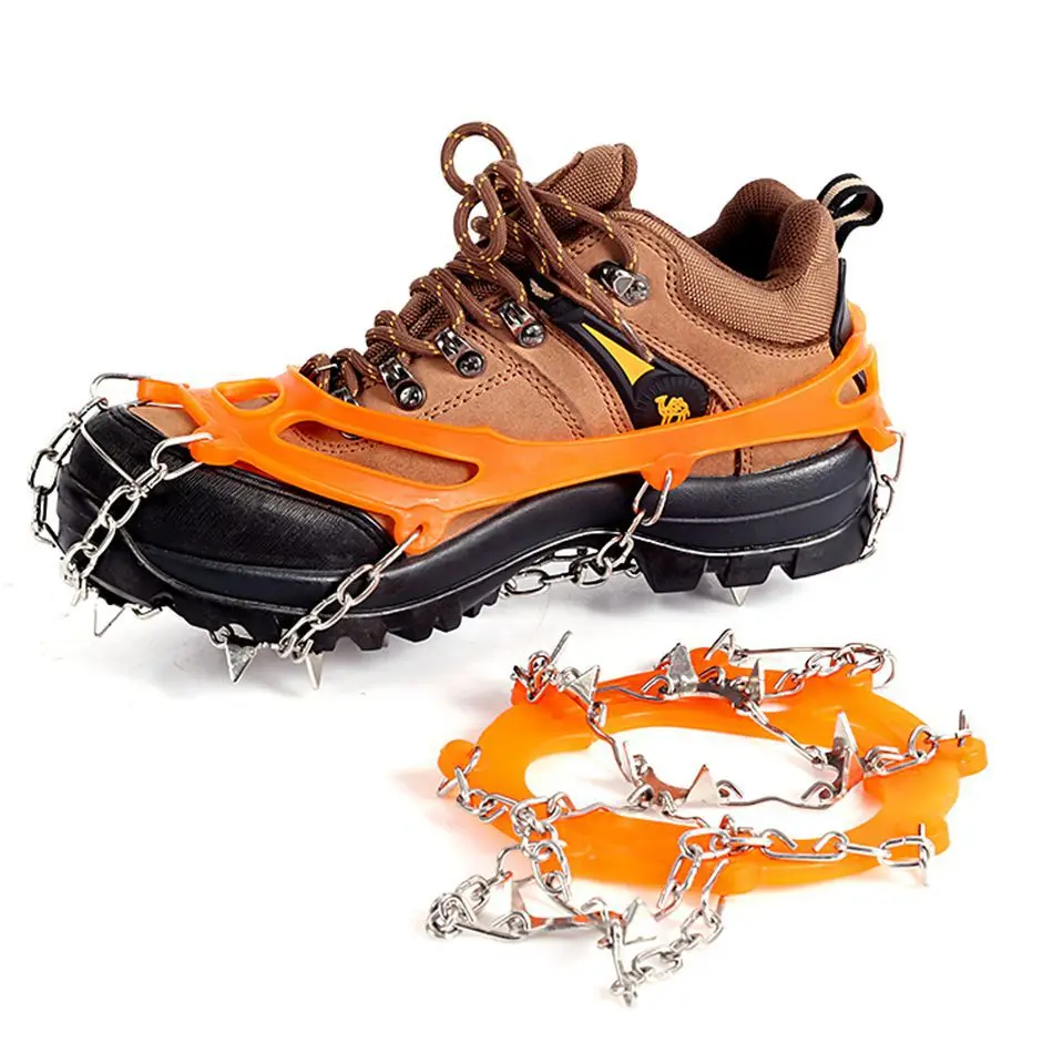10 Studs Universal outdoor Safety Anti-Skid Snow Ice Climbing Shoe Spikes Grips Crampons Cleats Overshoes