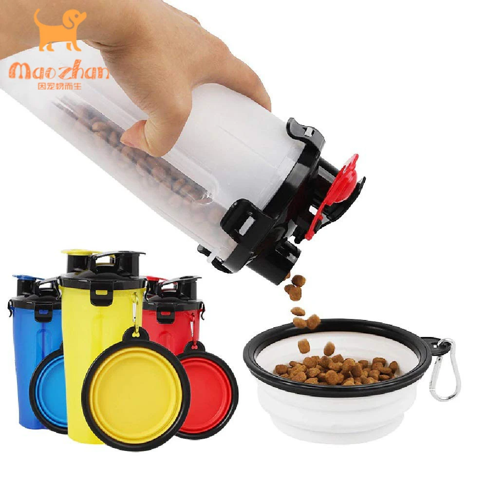 Collapsible dog food and water cup plastic feeder pet cat food foldable travel outdoor dog cup bottle