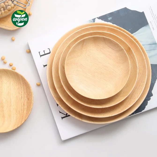 Деревянная круглая форма 5 разделенных бамбуковых фруктов суши сервировочный поднос из дерева акации