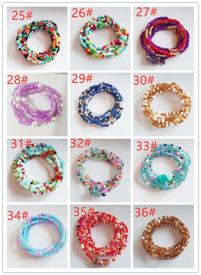 2021 new summer sexy African body chain high quality elastic mixed color waist chain ethnic style colorful waist beads