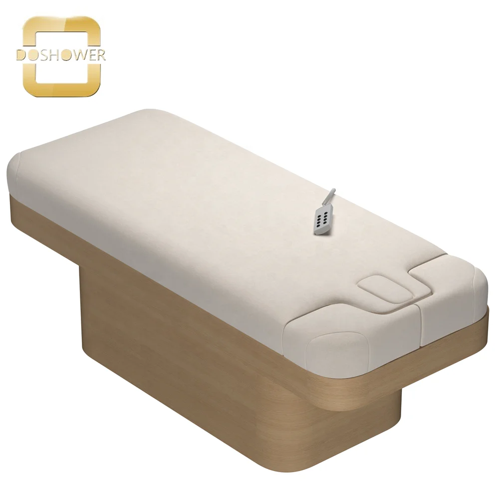 electric massage bed wooden base with headrest adjustable facial bed for spa bed massage table supplier