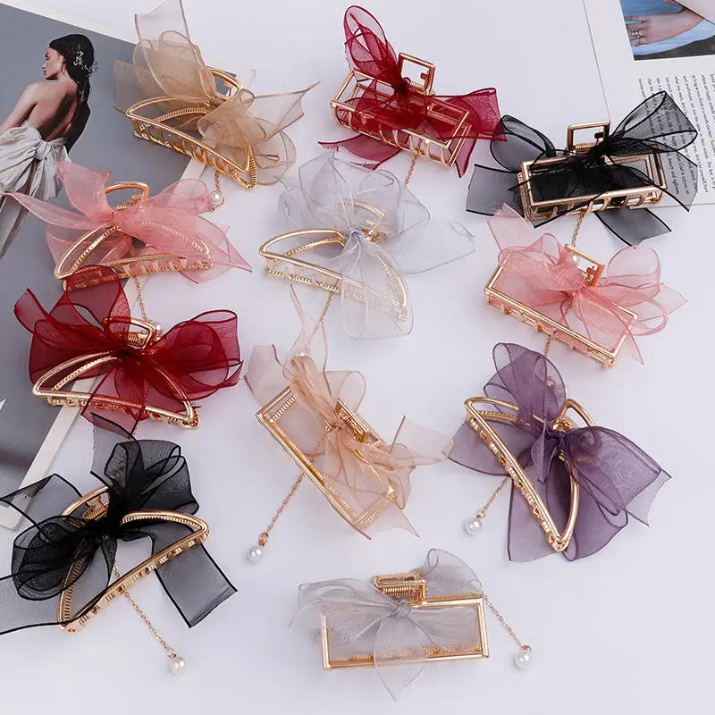 JIRIS Fashion Geometric Hair Claw For Women Butterfly Ribbon Girls Clamps Hair Crab Metal Hair Clip Claw Accessories Headwear