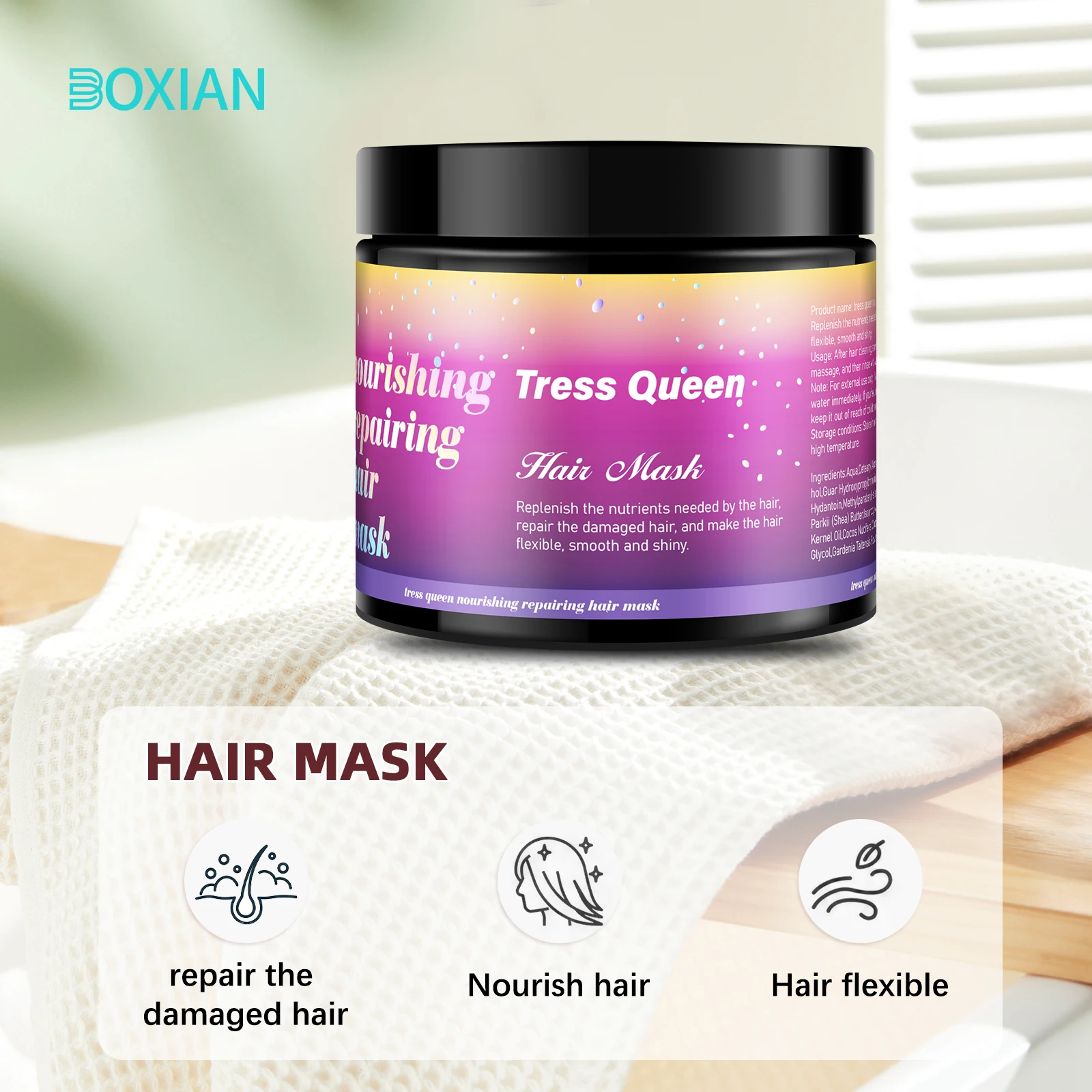 Wholesale OEM private label organic natural mositure chinese hair korean hair mask Flexible Smooth shiny silky Hair Mask