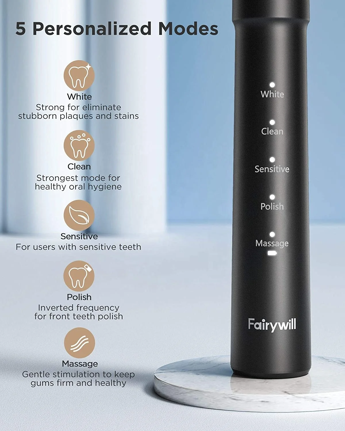 Fairywill FW E11 IPX7 из водонепроницаемого материала на очень чистки 5 режимов электрической цепи электрическая зубная щетка щётка для мужчин и