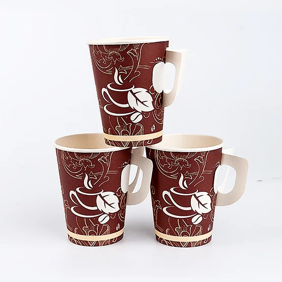 Hot Selling Coffee Tea Hot Drinking Beverage Packing Cardboard Cups With Handle