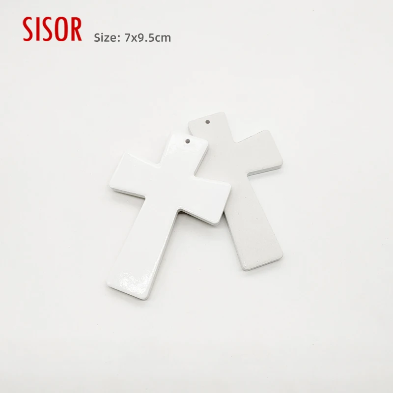 Wholesale DIY white souvenir Cross Sublimate Blank can be customized ceramic billet body with soft magnetic refrigerator sticker