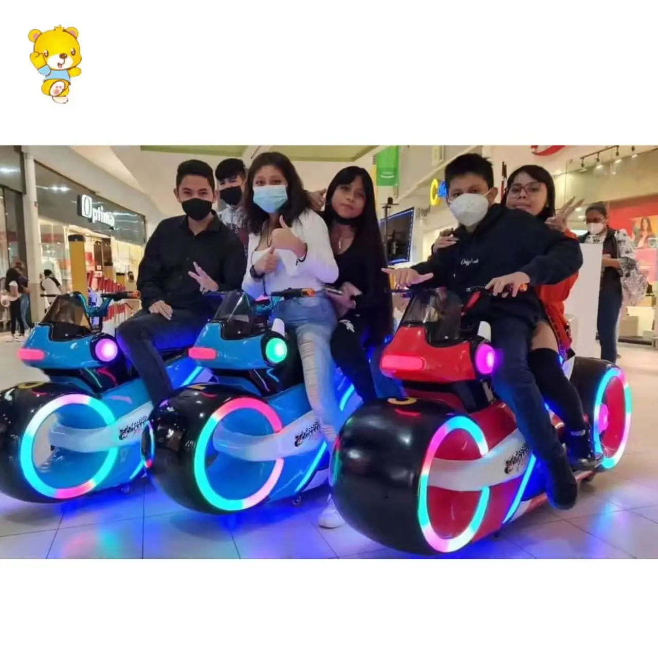 Shopping Mall  Amusement Park  Battery Powered Auto Stop Ghost Kids Ride on Scooter Children Amusement Motorbikes