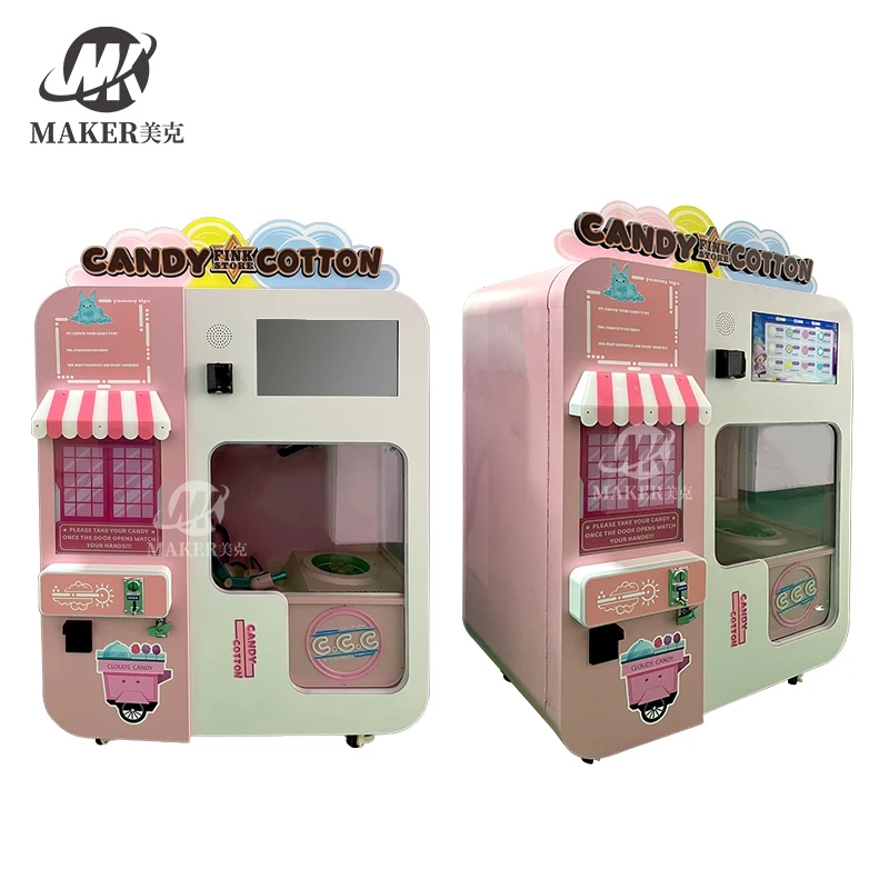 High Profit Fully Automatic Coin Operated Robot Fairy Floss Cotton Candy Vending Machine