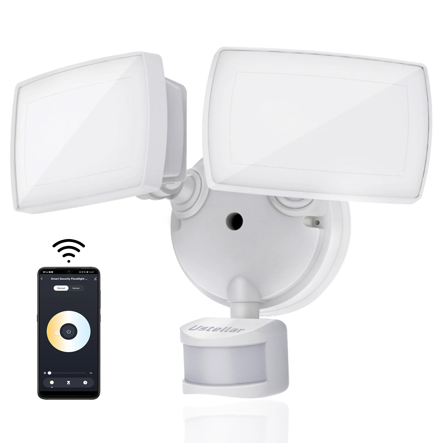 35W Smart Outdoor LED Security Light Tunable White 2 Head Adjustable Wifi Motion Sensor Spot Flood Light IP65  for Home Backyard