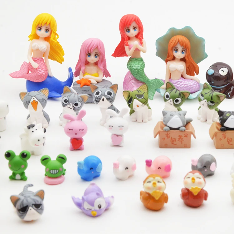 kawaii miniature cartoon model baby bath child mermaid tiny plastic sea creatures toys ocean world animal mini figure cake decor