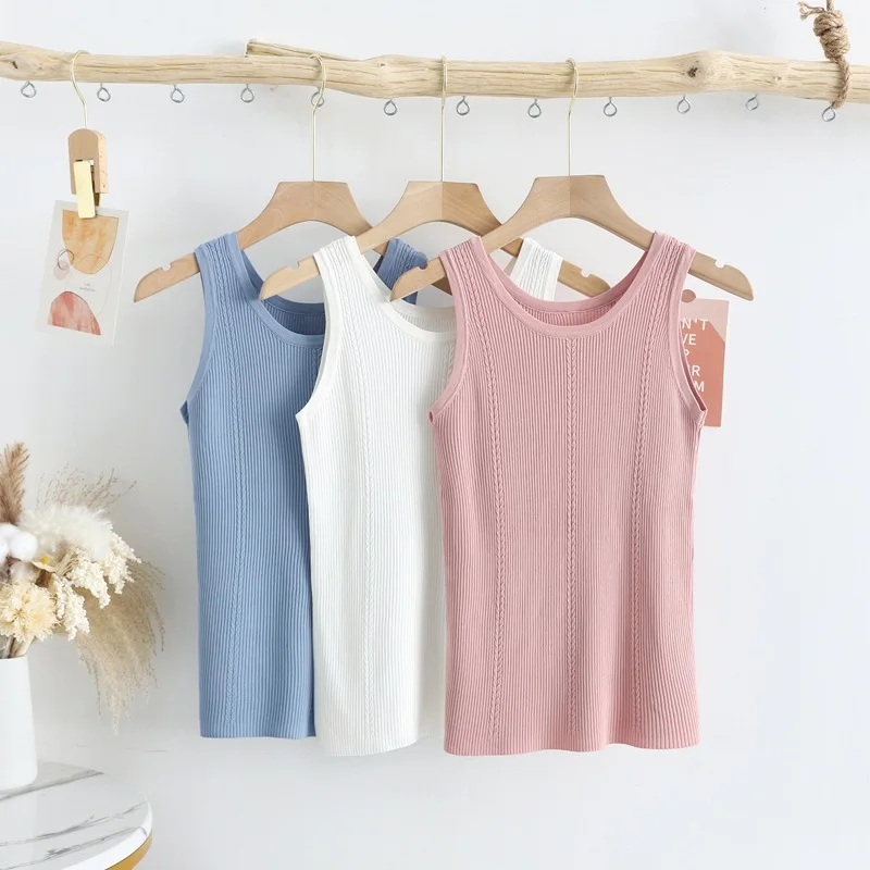 2024 New Spring Color Align Elastic Skin-Friendly Yoga Vest Women Fashion Simple Line Loose Sleeveless Blouse Top Vest