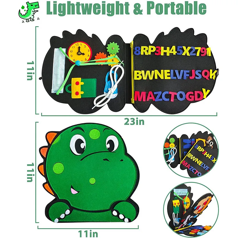 Toddlers Activity Developing Busy Book Autism Sensory Kids Toys Dinosaur felt Busy Board Montessori Toys