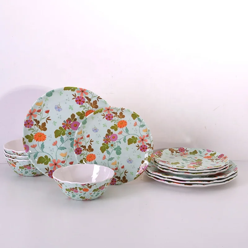  High Quality Customized printing 16 sets melamine tableware dinner set