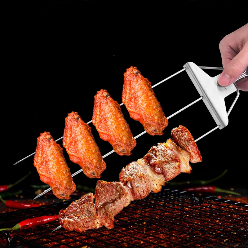 13 14 17 inch BBQ Accessory Roasting Sticks Grill Long BBQ Meat Vegetable Skewers with Slider