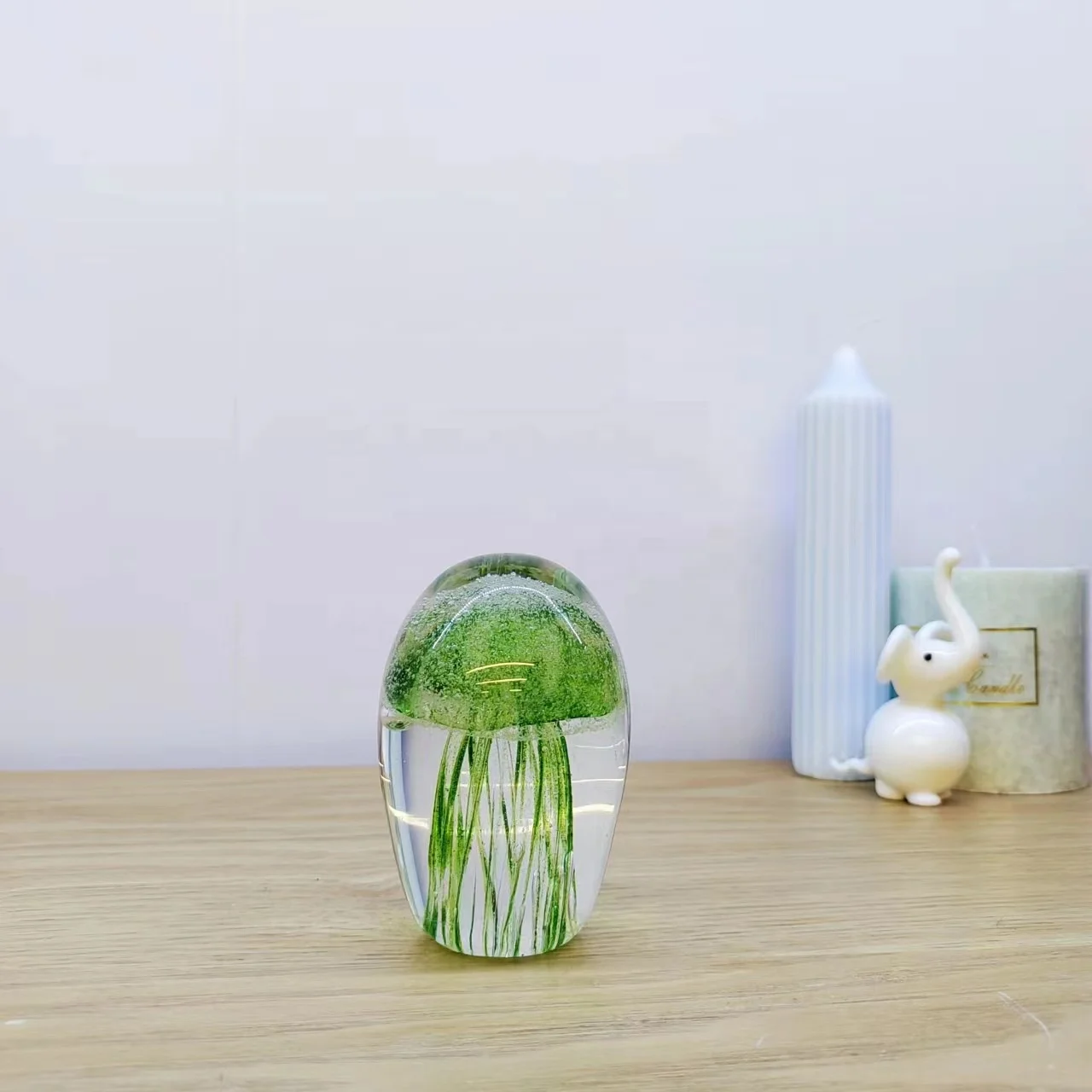 Creative jellyfish handmade murano glass ball wave ball paperweight ornaments small gifts artist series crystal glass ornaments