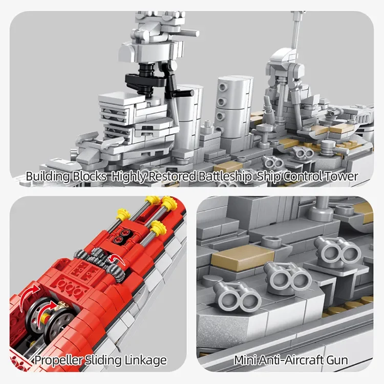 New Arrival Panlos Sumptuous Warship Model Toys Series Bricks Set USS Hood Battleship  Assembled Building Block Toys 637001