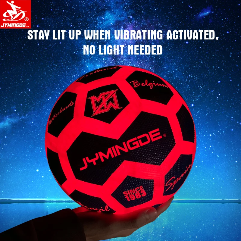 Luminous glow in the dark two high bright LED lights rubber LED custom soccer ball