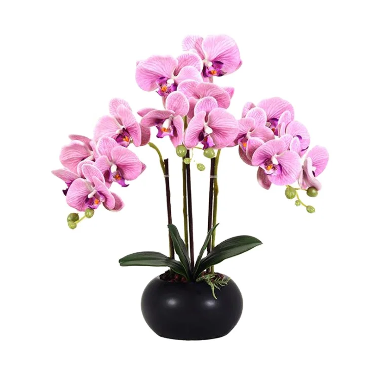 Hot Sell Artificial Orchid Plant Home Garden Wedding Decorative Real Touch Phalaenopsis Orchid Flowers Bonsai Artificial Orchids