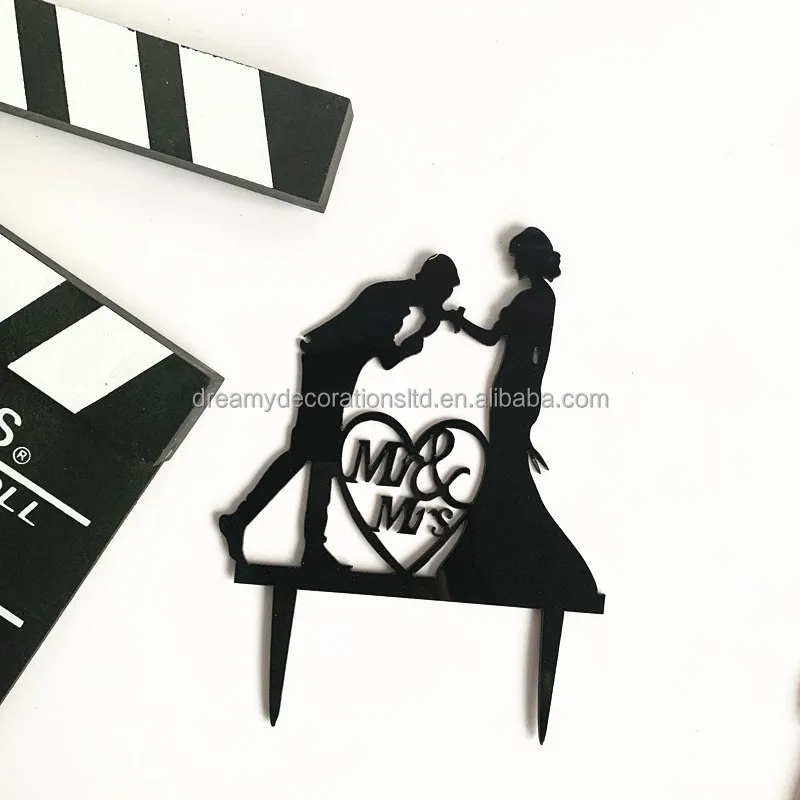 Luxury Acrylic Black Gold Love Proposal Engagement Anniversary Letter Mr&Mrs Wedding Cake Decoration Birthday Cake Topper