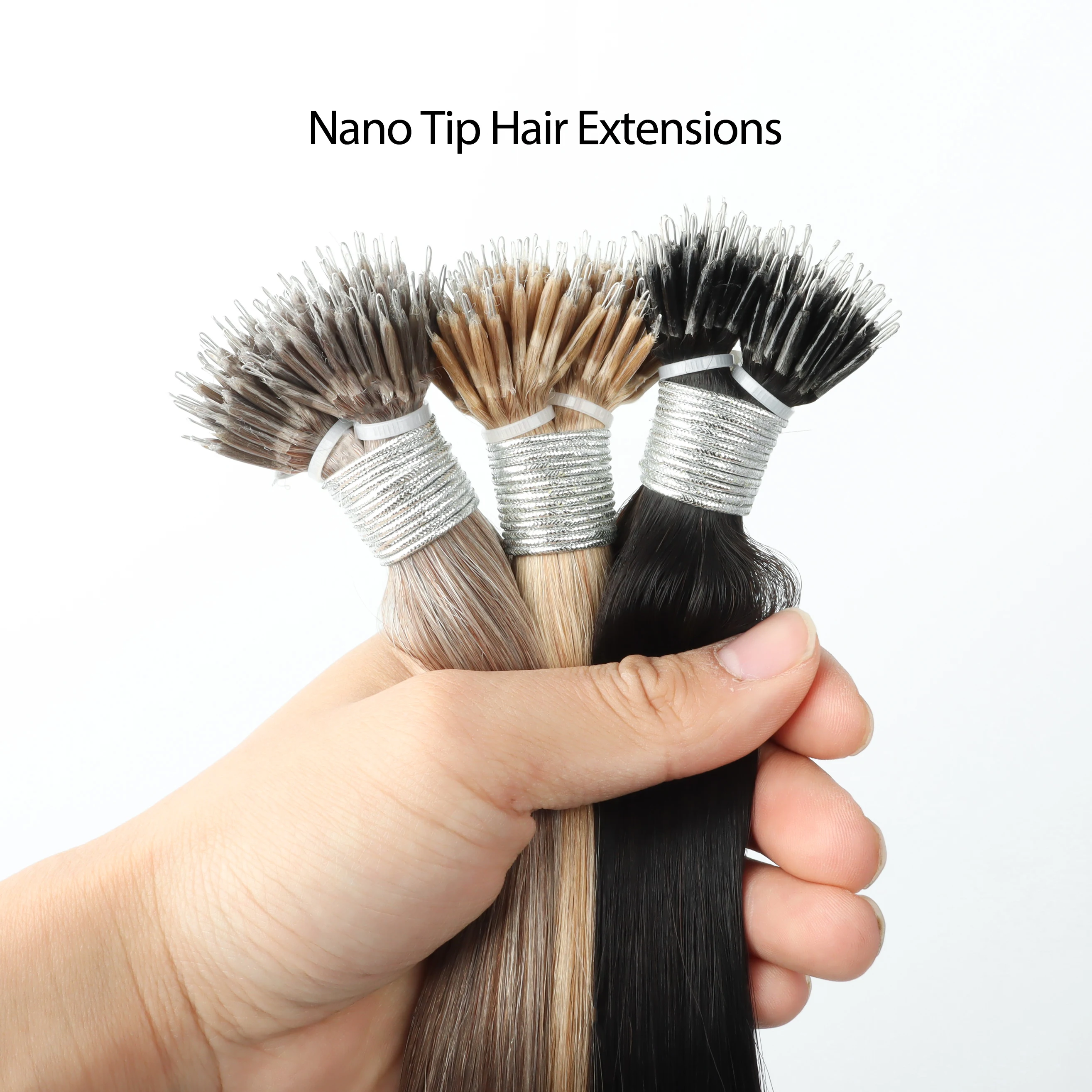 wholesale raw cuticle aligned Russian hair remy virgin double drawn beads nano ring human hair extensions