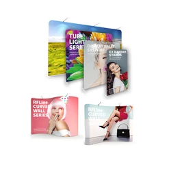 Aluminum frame Straight Stand Custom printing Tension Fabric Backdrop Trade Show Display For Wholesale