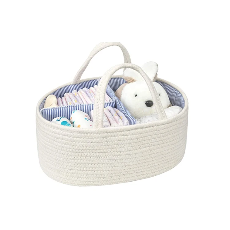 
Diaper Caddy Organizer Portable Cotton Rope Diaper Bag With Divider and Changing Pad Baby Shoer Gift Bag 