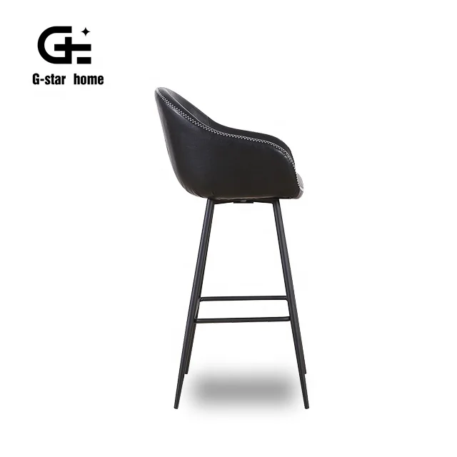 ANJI Gstar домашняя мебель середины века черные металлические ножки черная кожа промышленные барные стулья стул современная коммерческая мебель
