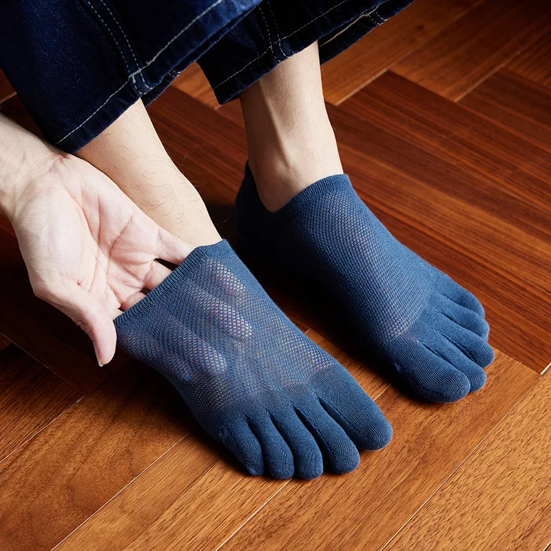 Five-Finger Men Socks Deodorant Sweat-Absorbent Breathable Short Socks Thin Cotton Split Toe Ankle Socks