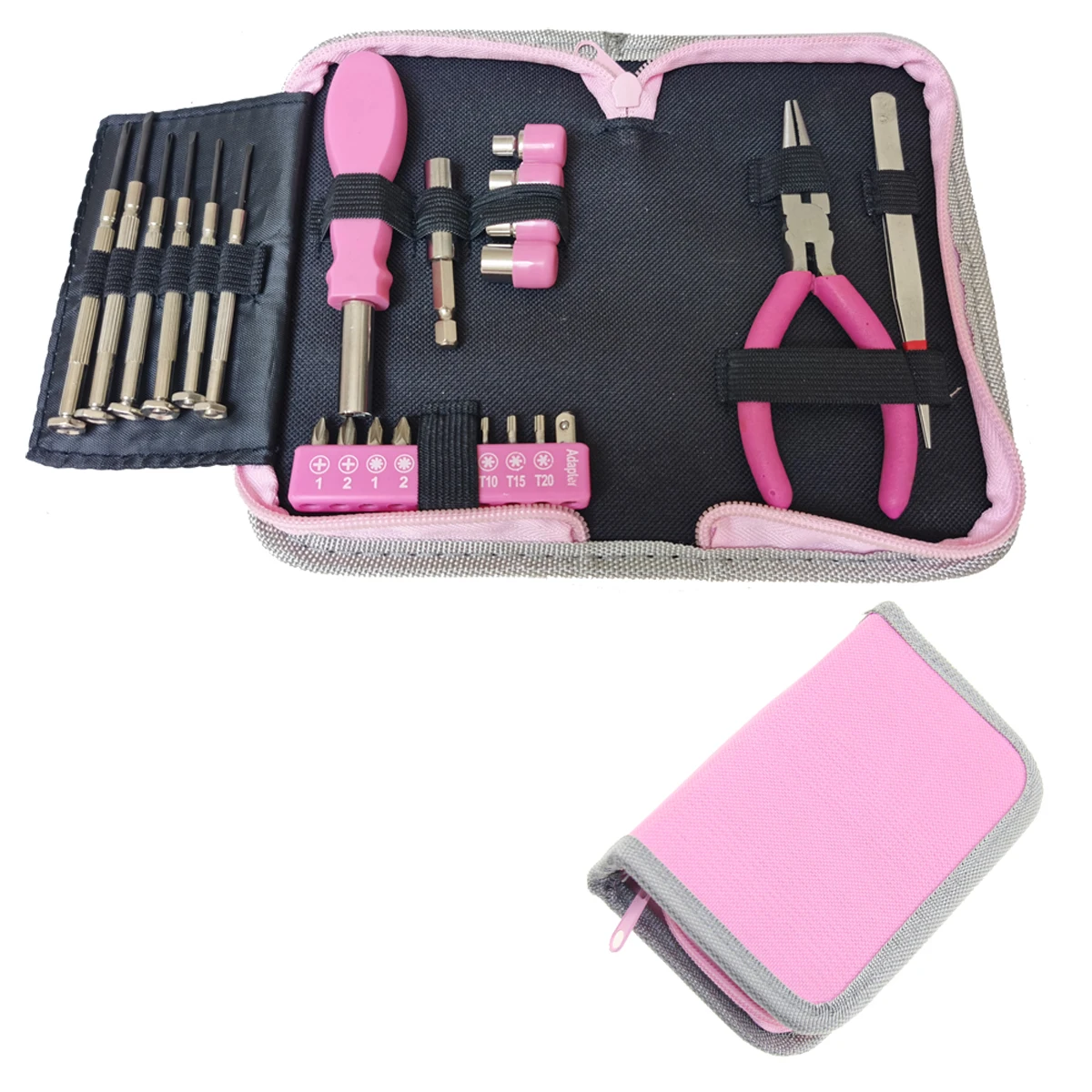 23pcs general purpose tool kit with zip bag and herramientas for lady to use