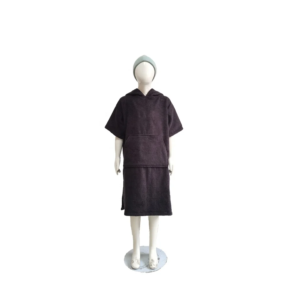 Custom Logo Children Bathrobe Hooded Robe Surf Kids Beach Towel 100% Cotton Changing robe Towel Poncho