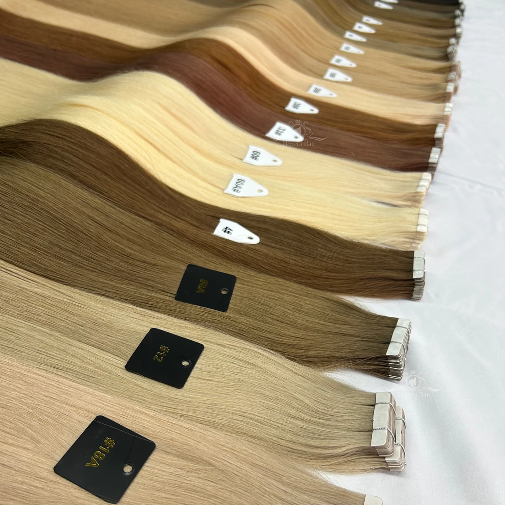 Newest Tapeins Extensiones De Cabello 100% Natural 24 Blond Cuticle Aligned Adhesive Tape In Hair Extension 100Virgin Human Hair